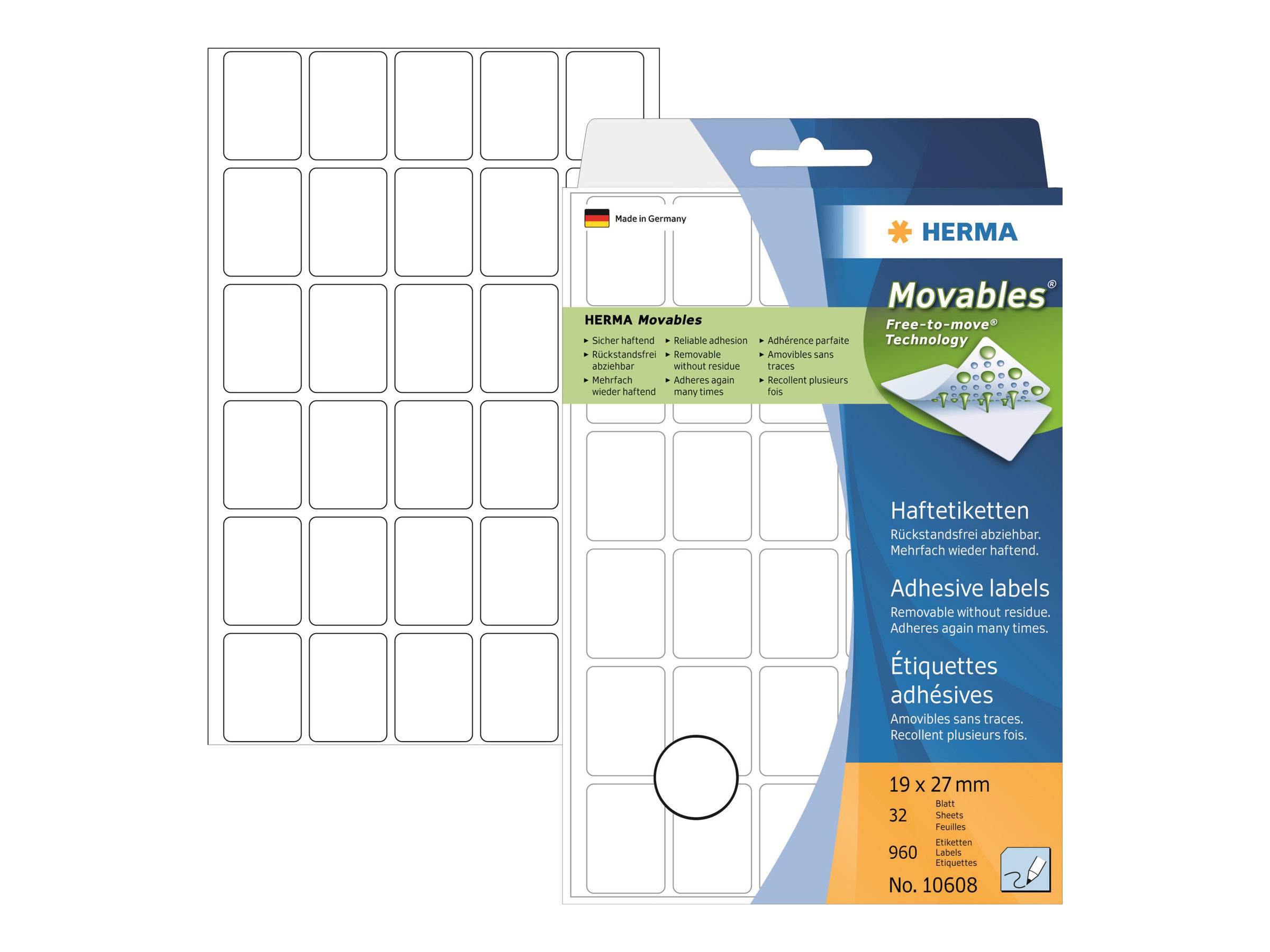 HERMA Vielzwecketiketten weiß 19x27 mm ablösbar 720 St. Etiketten