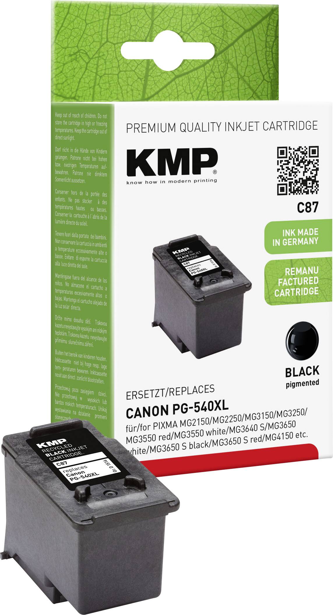 KMP Patrone Canon PG540XL black 600 S. C87 refilled