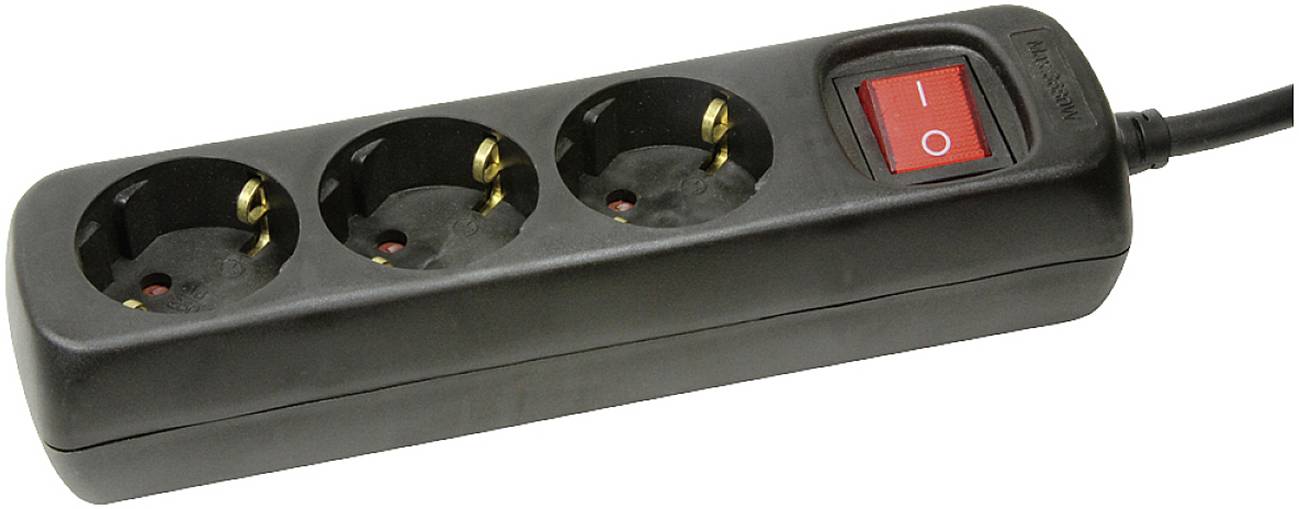 Logilink Steckdosenleiste 3-fach, 1,4m, schwarz m. Schalter Steckdosenleisten