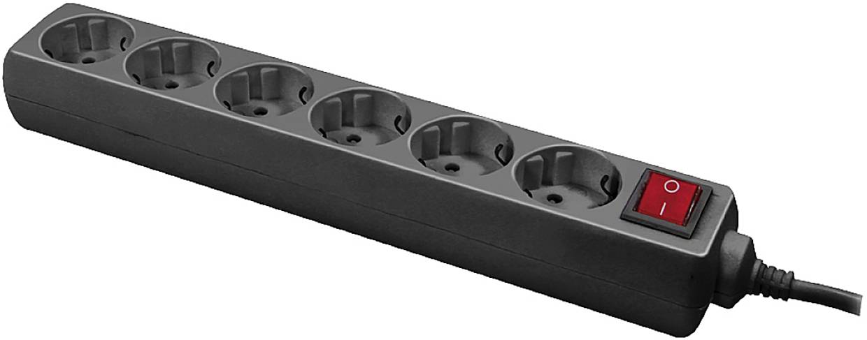 Logilink Steckdosenleiste 6-fach, 1,4m, m. Schalter schwarz Logilink Steckdosenleiste 6-fach, 1,4m, m. Schalter schwarz