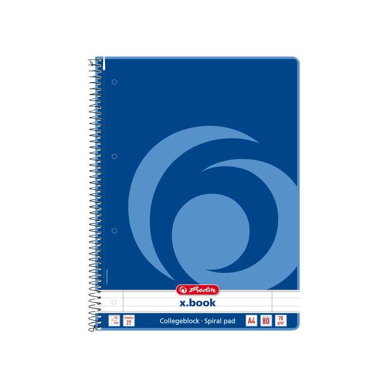 Herlitz Collegeblock A4 70g/m 80 Bl. liniert Rand li.+re.