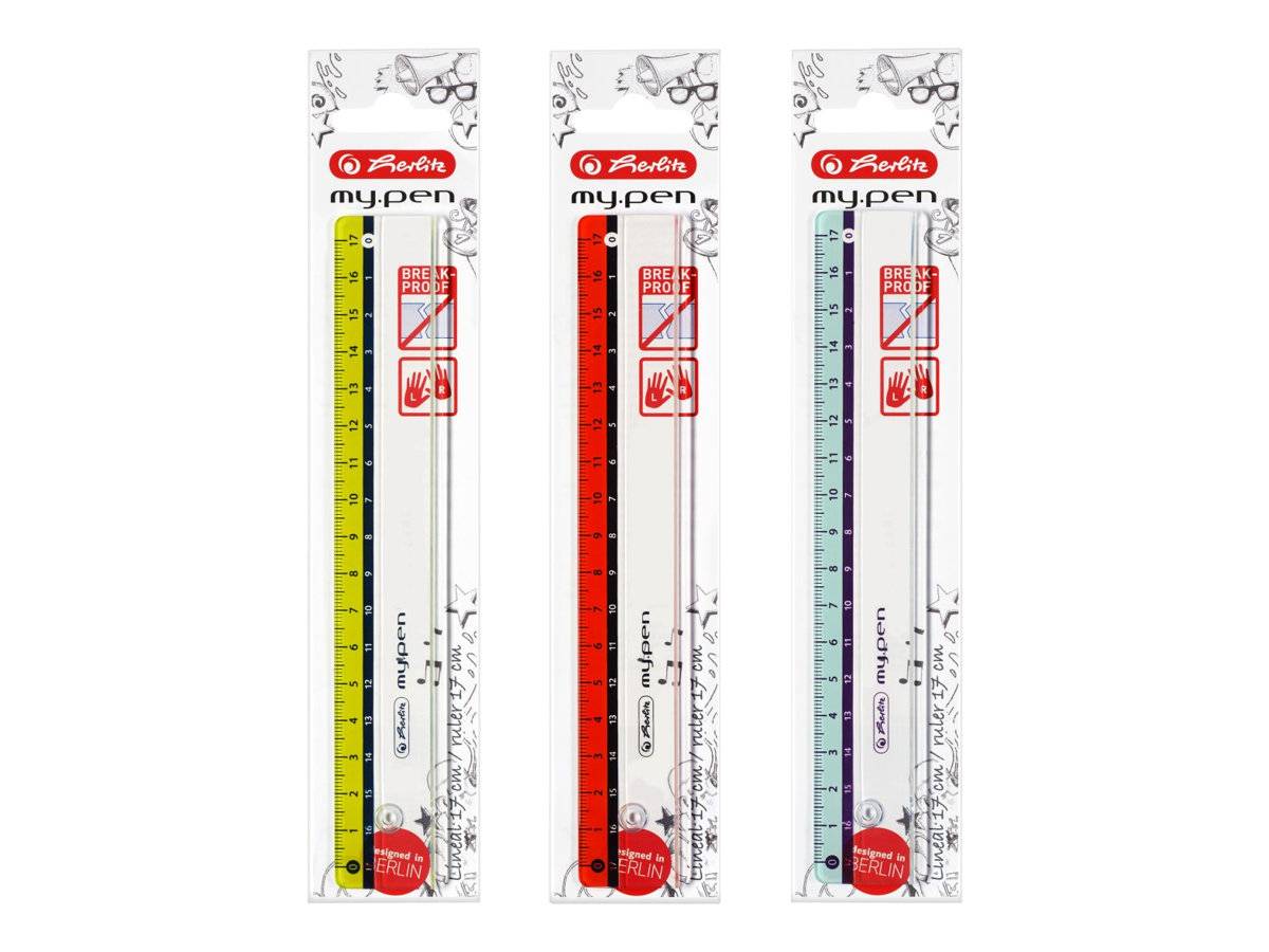 Herlitz Lineal my.pen 17cm farb.sort. 1er Blister Zeichnen,Malen,Basteln