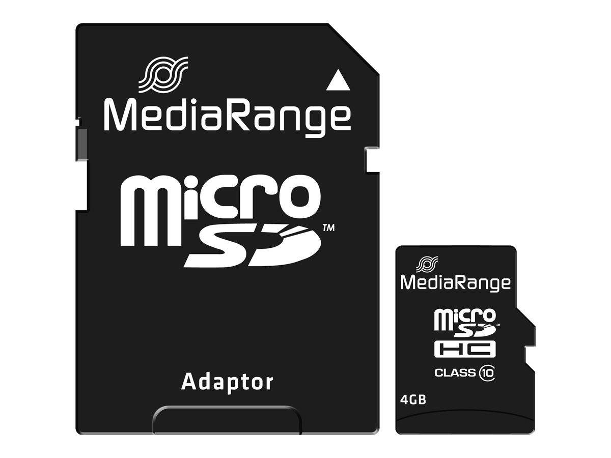 MediaRange SD MicroSD Card 4GB SD CL.10 inkl. Adapter Micro SD Karten