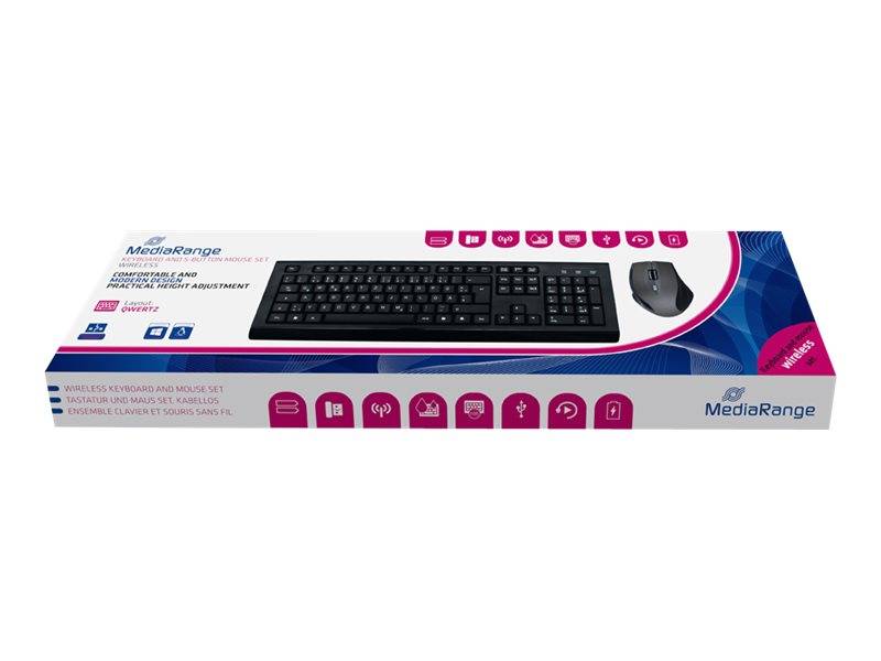 MediaRange Tastatur schnurlos inkl. 5 Tasten Maus wireless Mäuse & Tastaturen