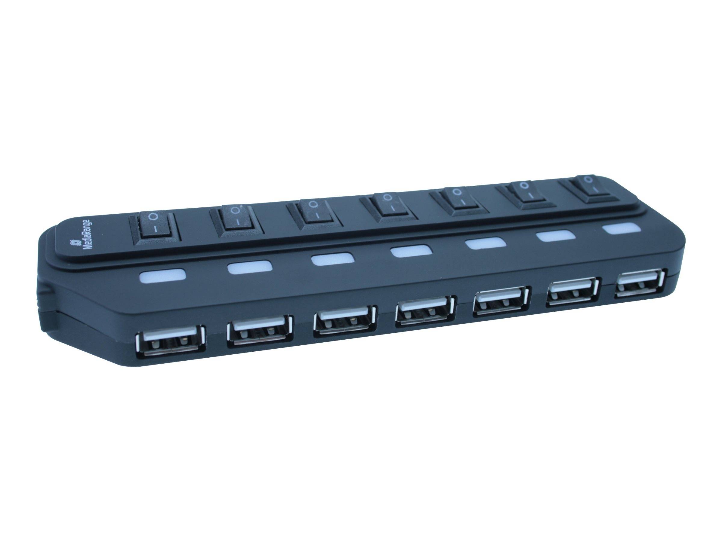 MediaRange USB-HUB 7-Port USB 2.0 extern schwarz - MRCS504