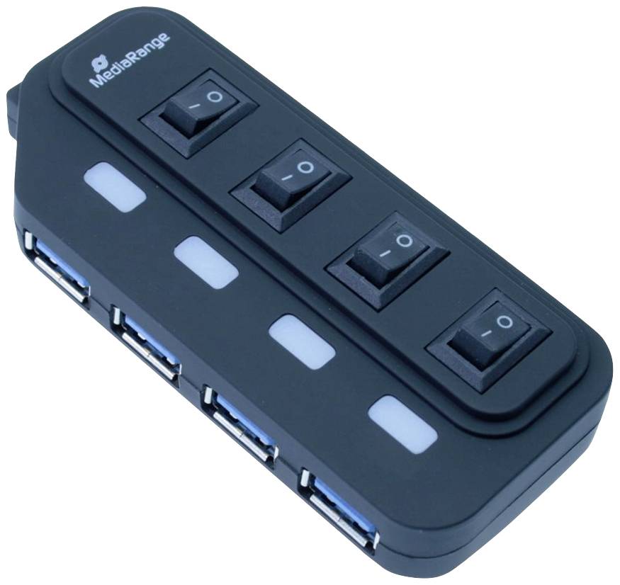MediaRange USB-HUB 4-Port USB 3.0 extern schwarz