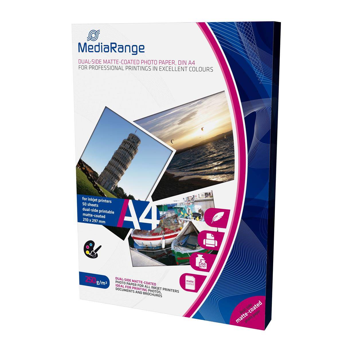 MediaRange Foto Papier matt coated A4 250g 50 Blatt Dual - MRINK112