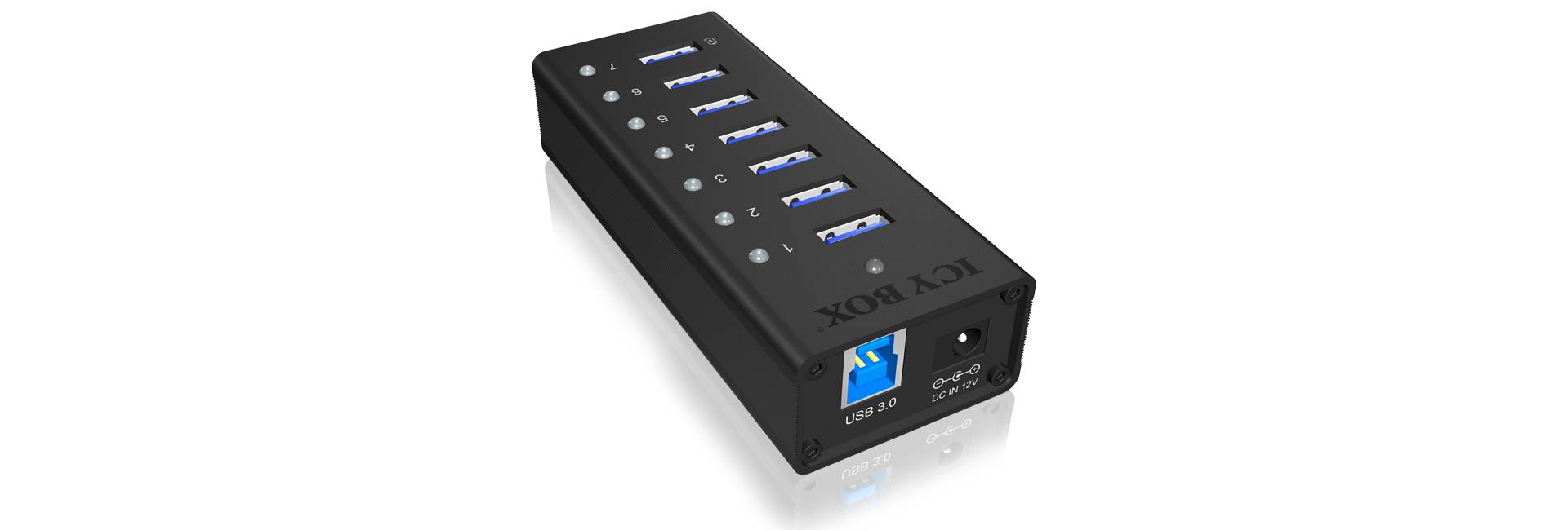 Hub  7-Port IcyBox USB 3.0 IB-AC618 Aluminium Gehäuse