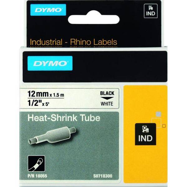 DYMO Rhino Heißschrumpfschlauch 12mmx1.5m schwarz->weiß - 18055