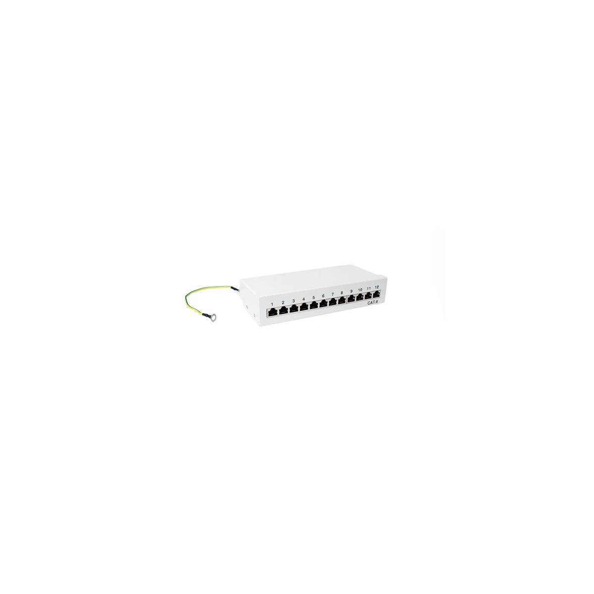 Logilink Patchpanel Tisch/Wand Cat.6 STP 12 Ports,lichtgrau Patchpanel