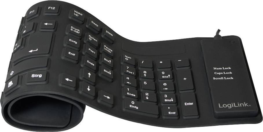Logilink Tastatur USB / PS/2 Flexibel Wasserfest schwarz Mäuse & Tastaturen