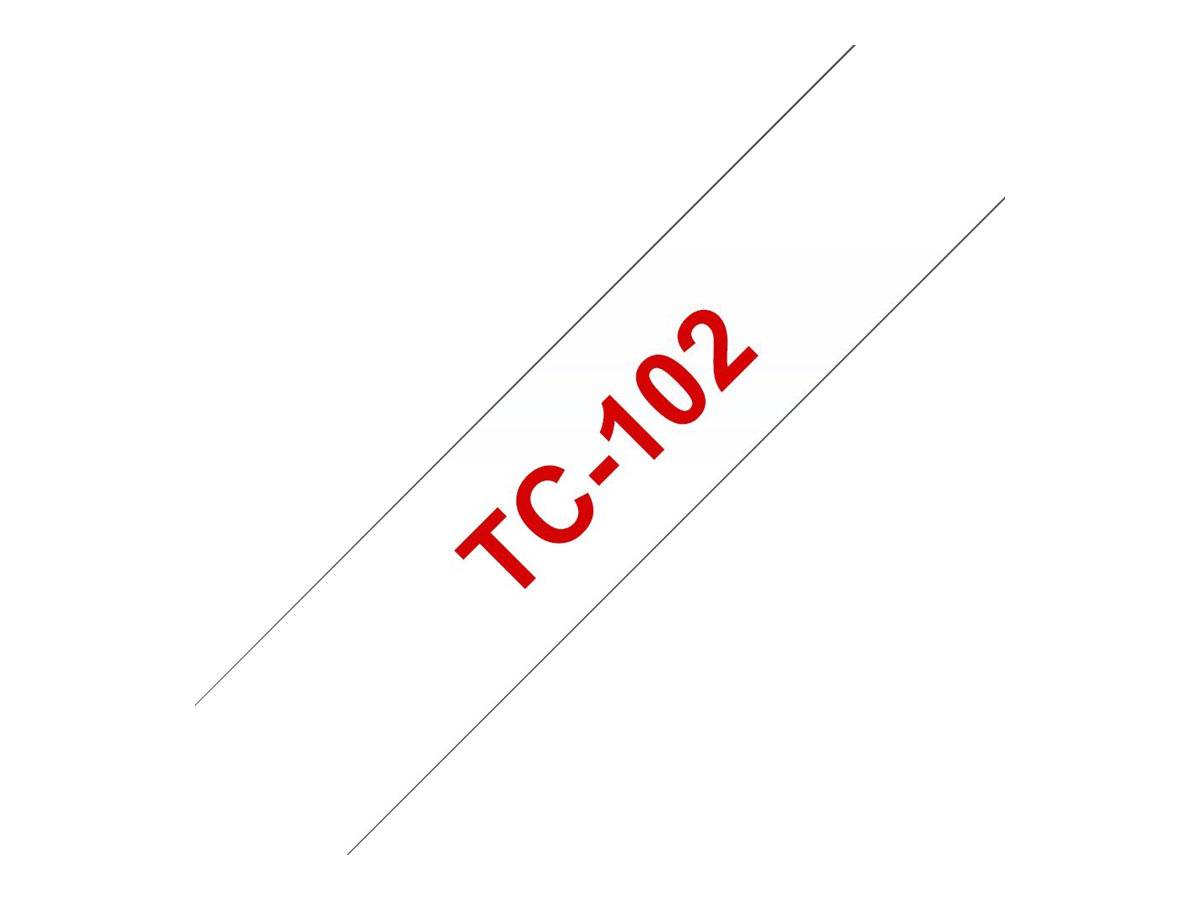 Schriftbandkassette Brother 12mm farblos/rot TC102, TC102 (BILD1)