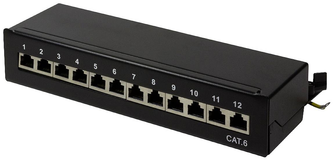Logilink Patchpanel Tisch/Wand Cat.6 STP 12 Ports, schwarz - NP0017