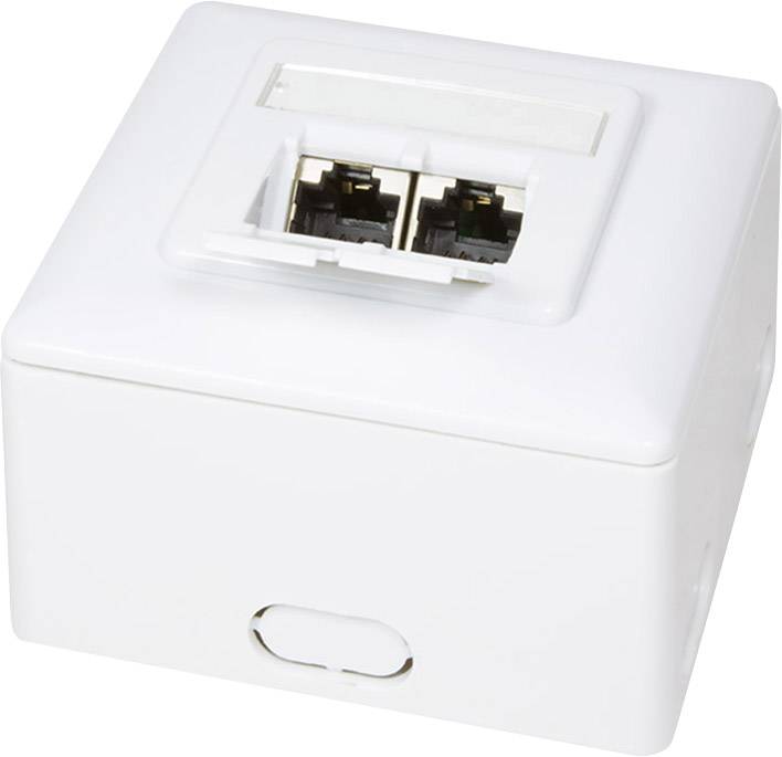 Logilink CAT 6 Auf und Unterputzdose vollgeschirmt RAL 9003 - NP0039A