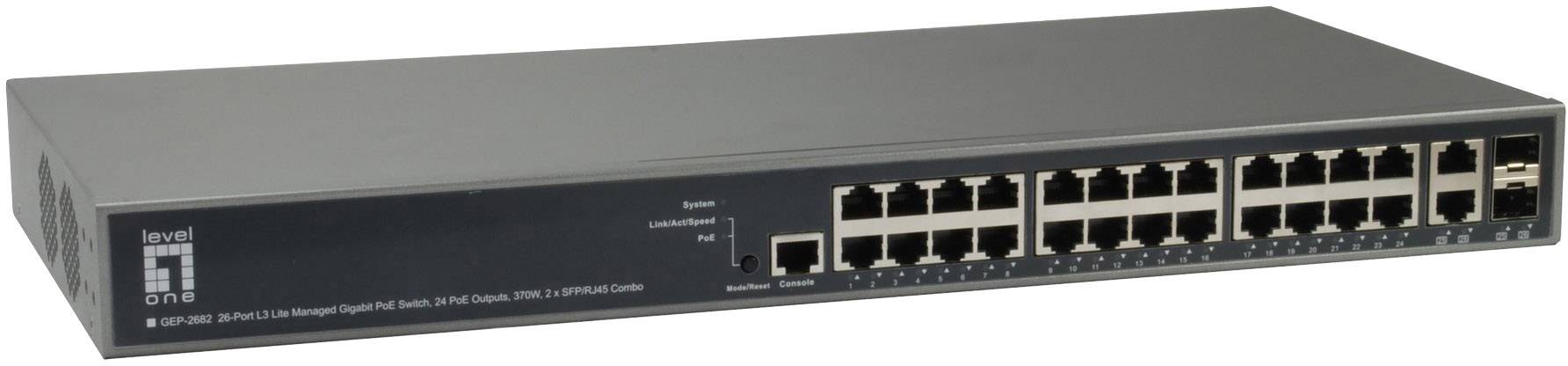 LevelOne Switch 26x GE GEP-2682 2xGSFP 19 370W 24xPoE - GEP-2682