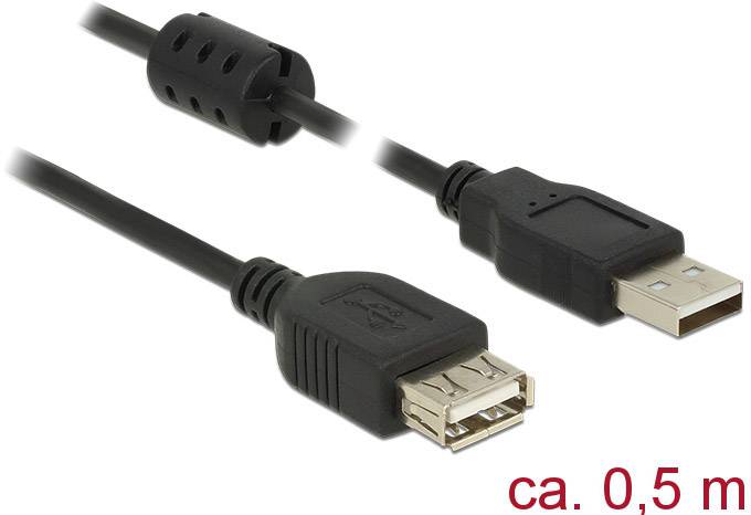 DELOCK USB Verl. A -> A St/Bu 0.50m schwarz