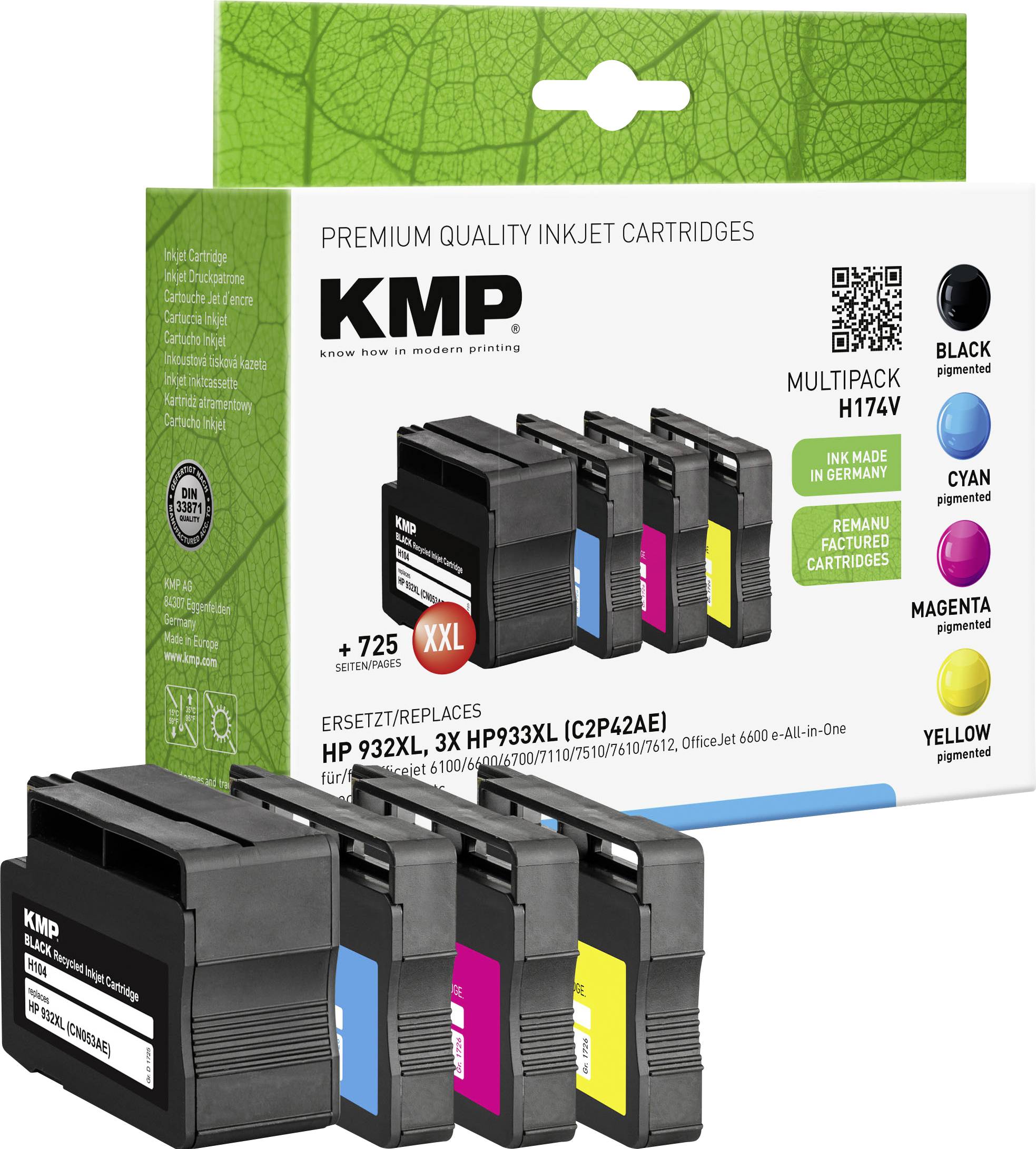 KMP Patrone HP NR.932/933XL Multip. 1000-1200 S. H174V refilled Patronen HP