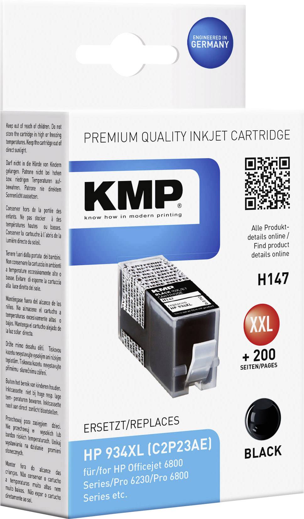 4011324743012 - 1743 KMP H147  schwarz Druckerpatrone kompatibel zu HP 934XL (C2P23AE) 17430001 4011324743012