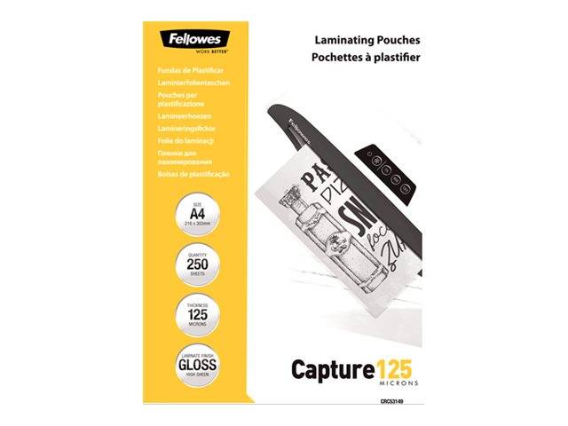 Fellowes Laminierfolie Capture A4 125Mikron glänzend 250P Laminierfolien