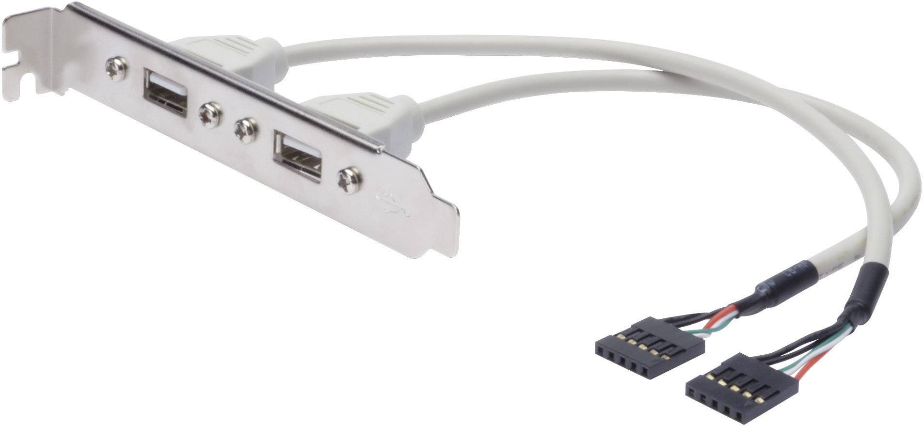DIGITUS Slotblech 2xUSB/A -> IDC 2x5Pin Bu/Bu 0.25m Polybeutel