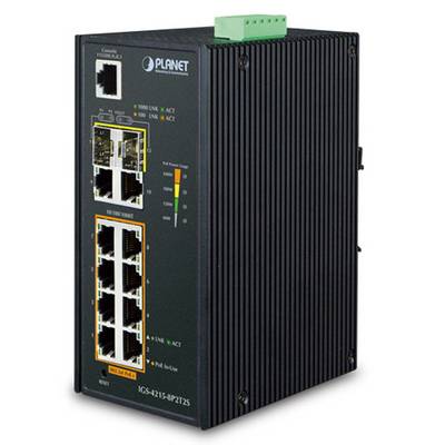 PLANET Industrial 8-Port 10/100/1000T 802.3at PoE + 2-Port