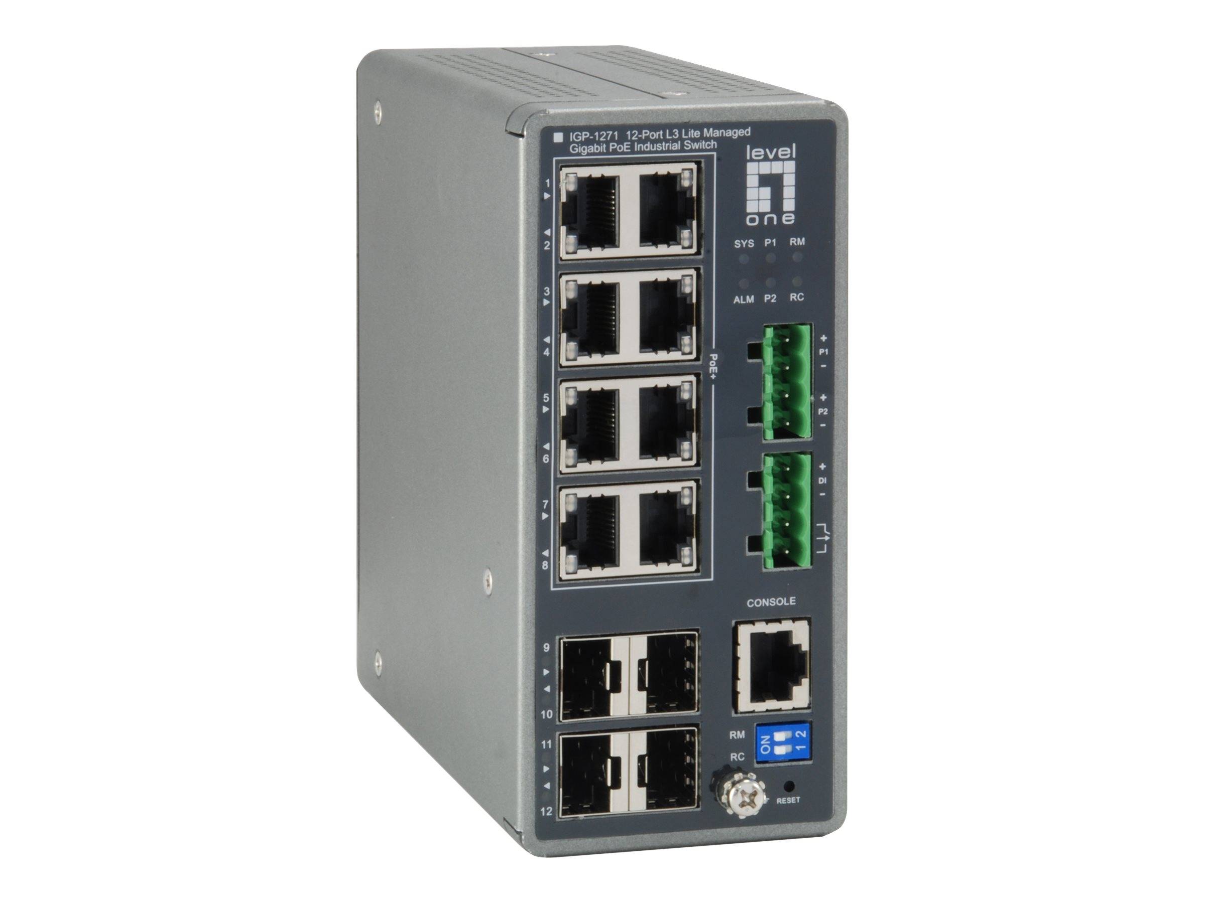 LevelOne Switch 8x GE IGP-1271 4xGSFP 240W 8xPoE+ - IGP-1271