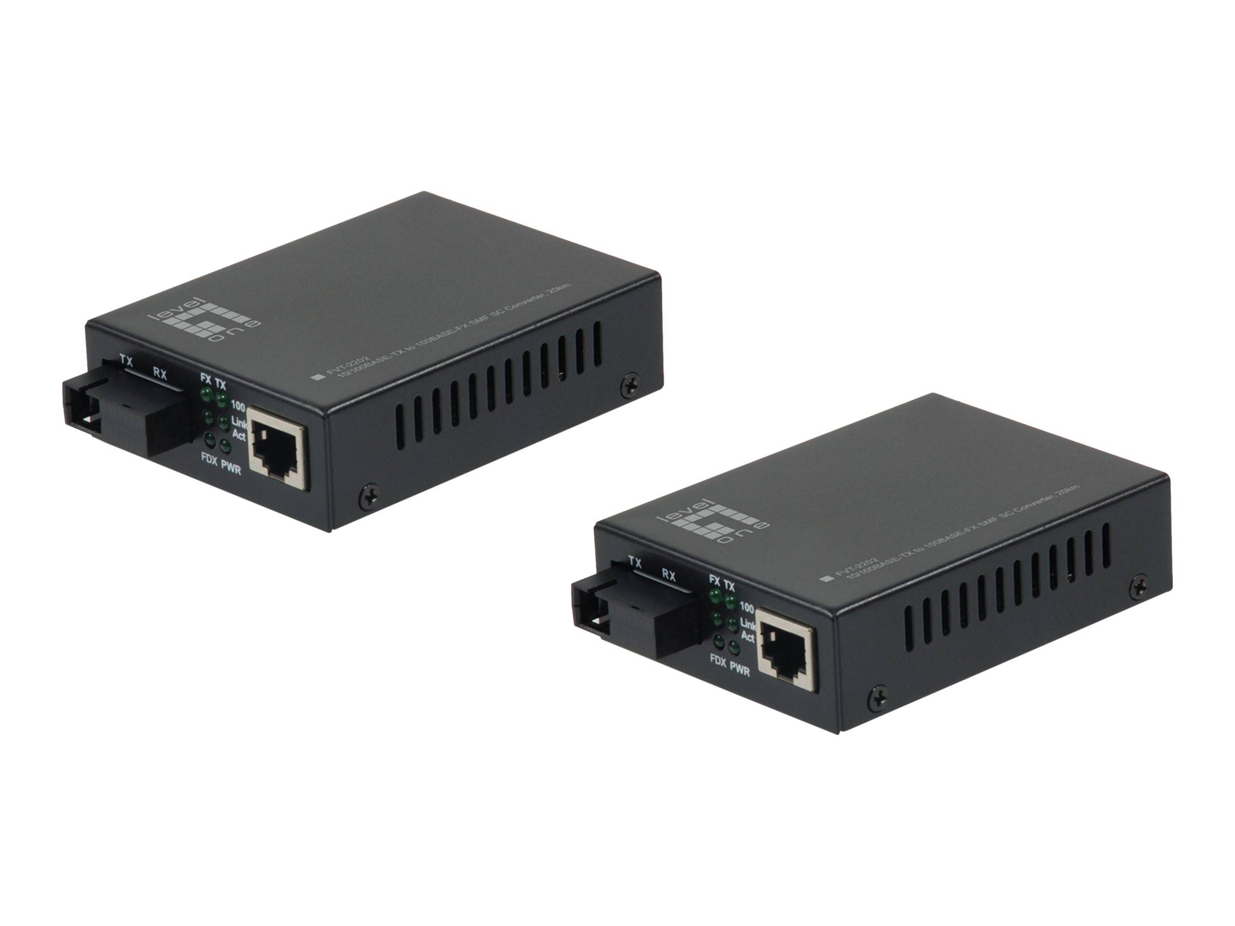 4015867225493 - LevelOne FVT-2202 Netzwerk Medienkonverter 100 Mbit s Schwarz 4015867225493 - LevelOne FVT-2202 Netzwerk Medienkonverter 100 Mbit s Schwarz