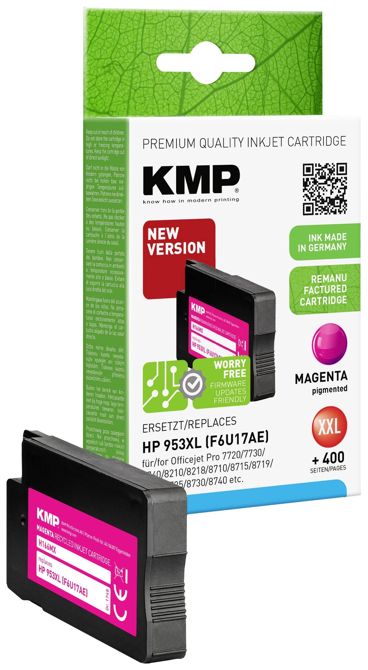 KMP Patrone HP 953XL (F6U17AE) magenta 2000 S. Hybrid-Chip refilled - 1748,4006
