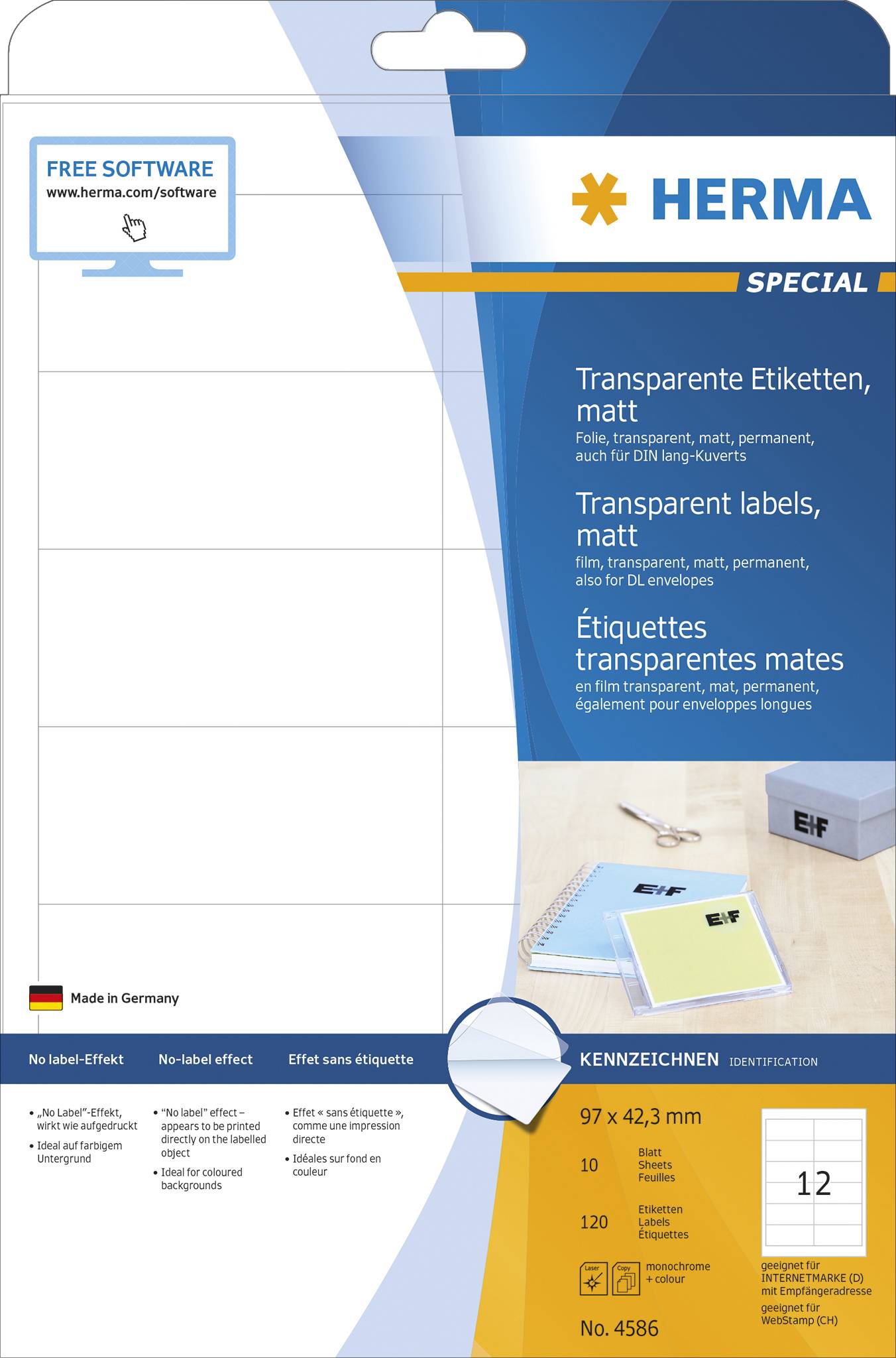 HERMA Etik. transparent A4 matt 97 x 42.3mm wfest 120 St. HERMA Etik. transparent A4 matt 97 x 42.3mm wfest 120 St.