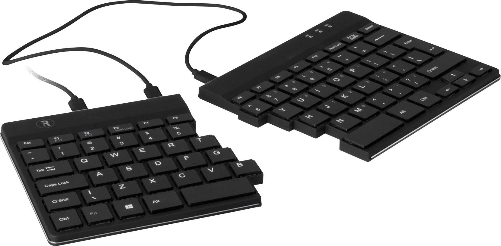 8719274490784 - R-Go Split Break Ergonomische Tastatur - QWERTY (UK) - schwarz - kabelgebunden - Mini - Verkabelt - USB - QWERTY - Schwarz
