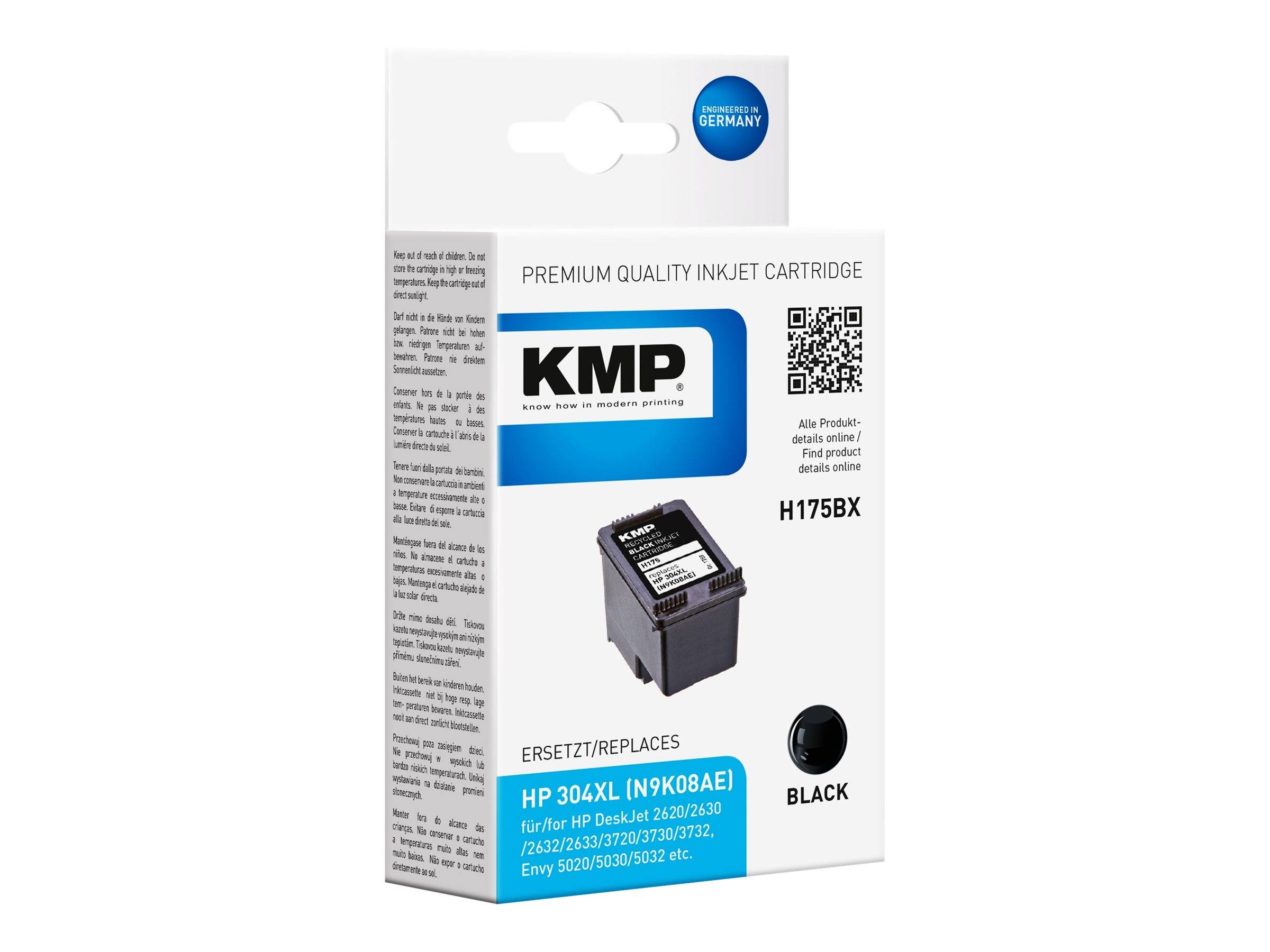 KMP Patrone HP 304XL black 350S. H175BX refilled