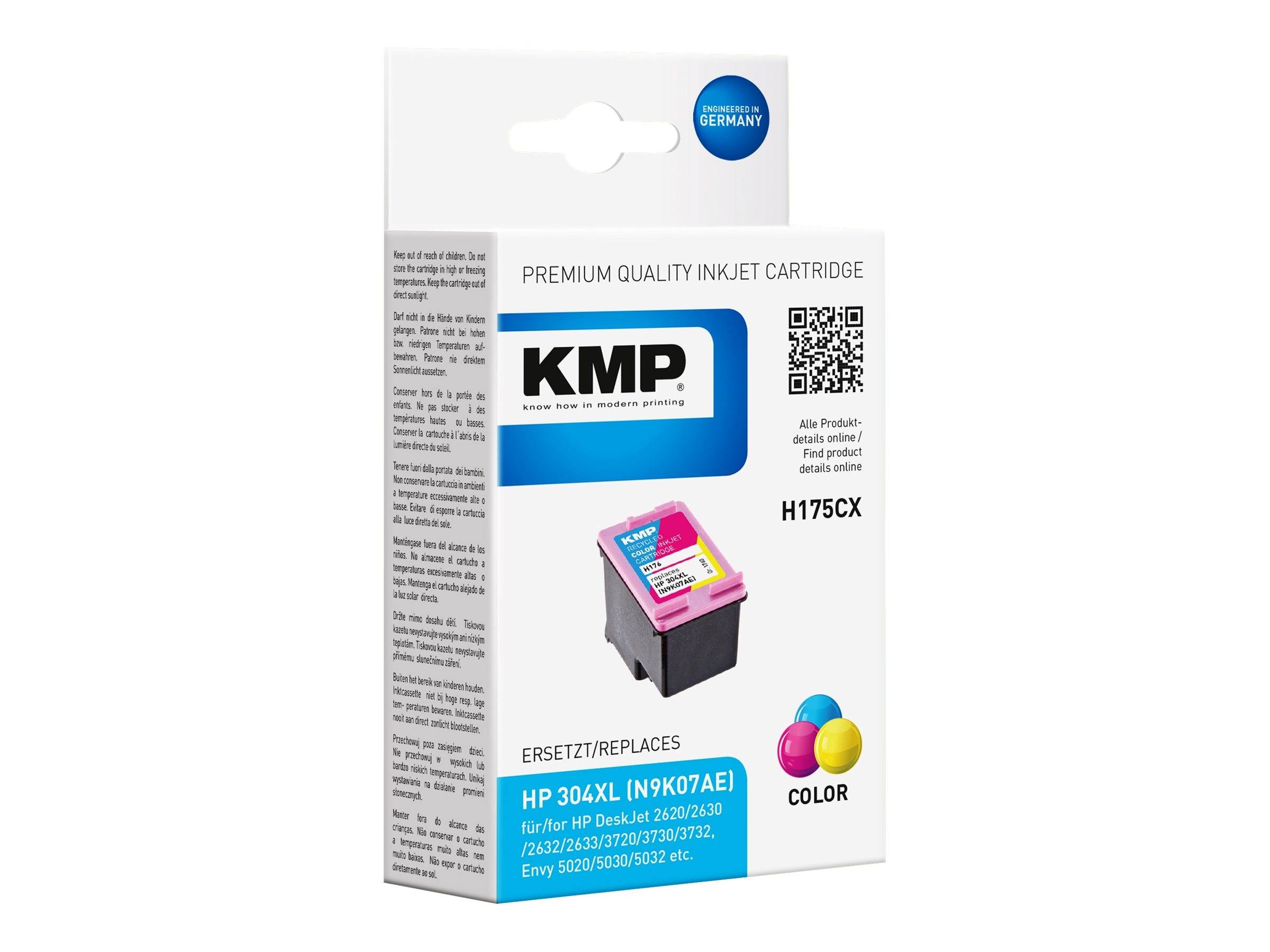 KMP Patrone HP 304XL (N9K07AE) 3-color 300 S. H175CX refilled