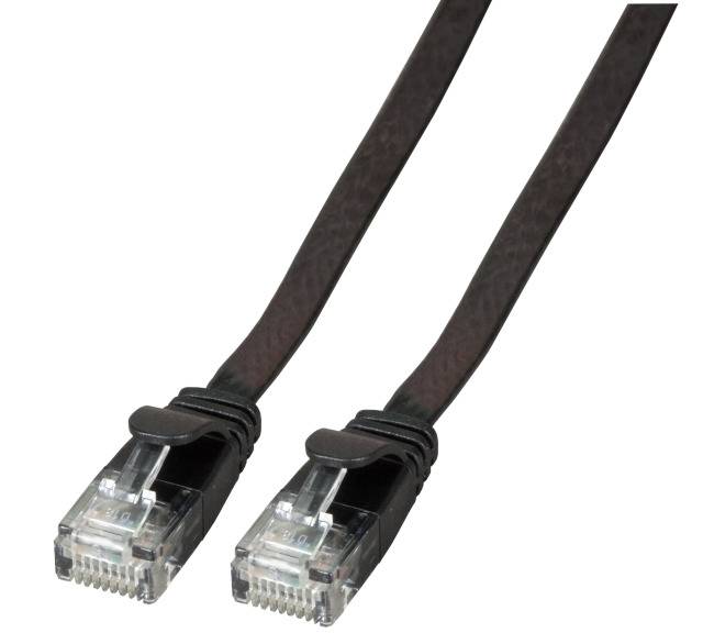 EFB RJ45 Flachpatchkabel U/UTP, Cat.6A, PVC, 3m, schwarz