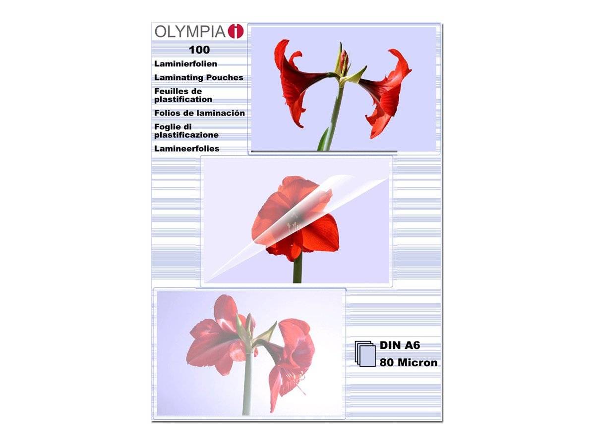 Olympia Laminierfolie DIN A6 80 Mic 100 Stück transp.