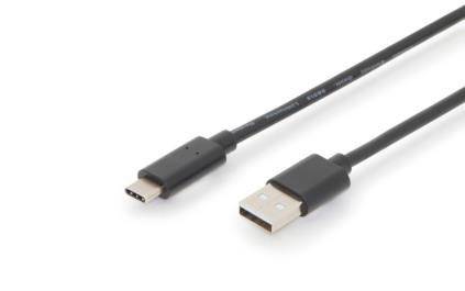 DIGITUS USB 2.0 Anschlusskabel Typ C -A St/St 3.0m, sw
