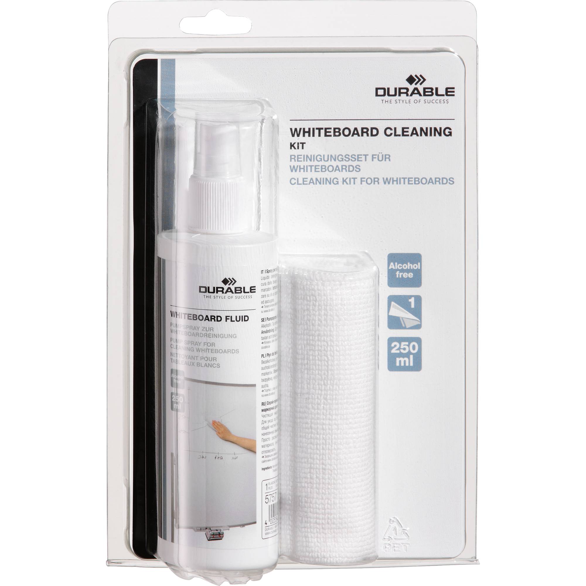 4005546507026 - DURABLE Whiteboard Reinigungsset Pumpspray+Mikrofasertuch 4005546507026 - DURABLE Whiteboard Reinigungsset Pumpspray+Mikrofasertuch