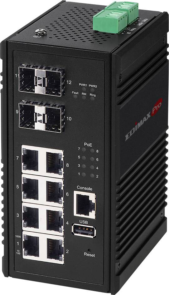 EDIMAX Switch Industrial 8-Port Gigabit PoE+ WebM. 4xSFP - IGS-5408P