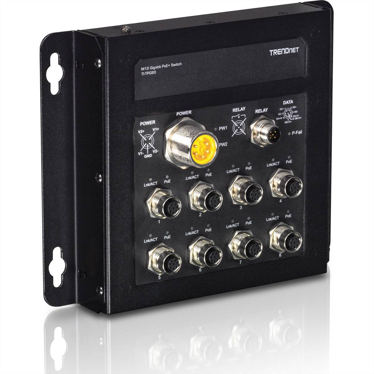 TRENDnet Switch 8-Port Gbit Industrial PoE+ EN50155 M12