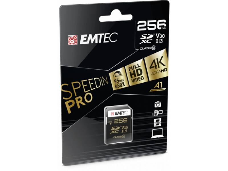 Emtec SD 256GB UHS-I U3 V30 SpeedIN Pro - ECMSD256GXC10SP