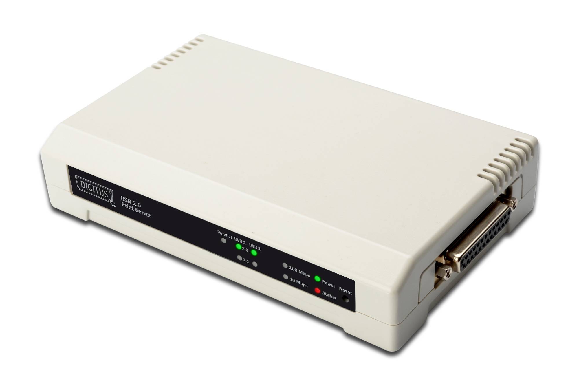 DIGITUS USB & Parallel Print Server, 3-Port 2x USB A, 1x DB- - DN-13006-1