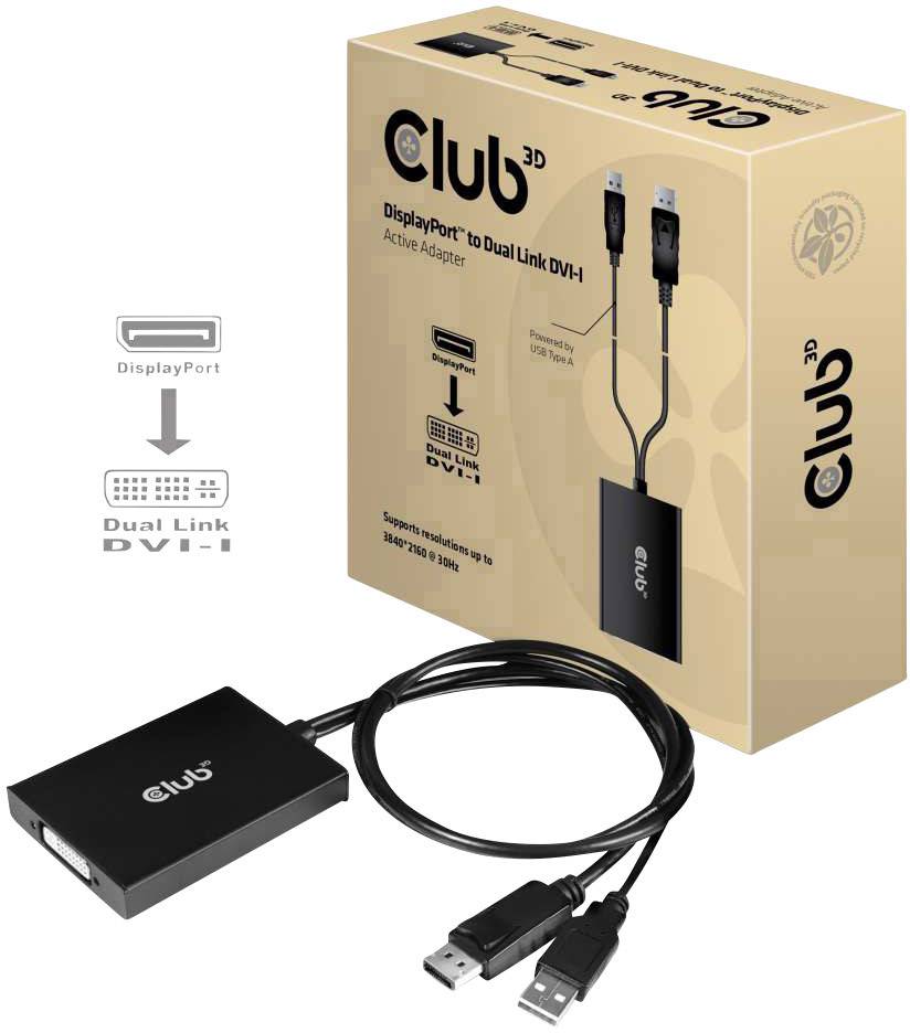 Club3D Adapter DisplayPort > DVI-D (Active Dual) St/Bu retail - CAC-1010