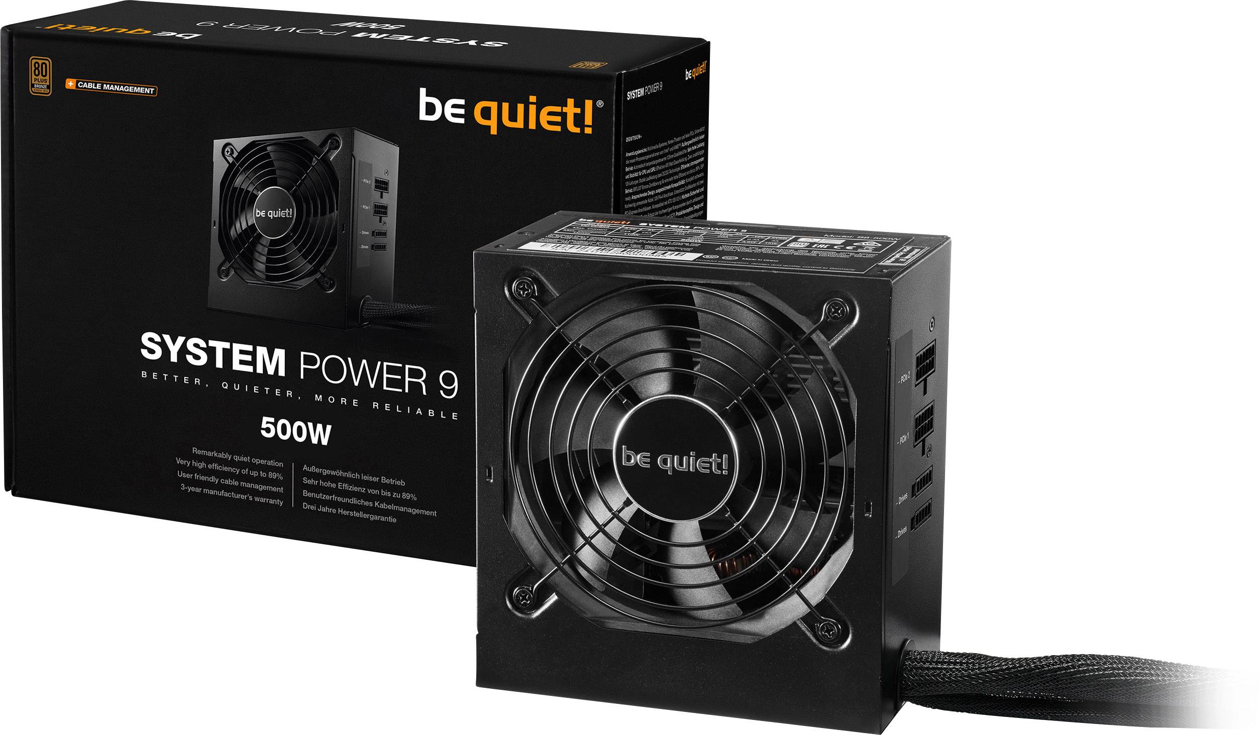 be quiet! Netzteil System Power 9 500W Modular 80+ Bronze - BN301