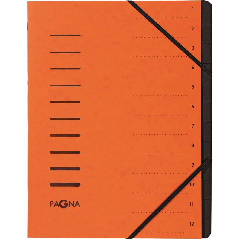 PAGNA Ordnungsmappe 12 Fächer 1-12 orange Ordnen,Archivieren,Verstauen