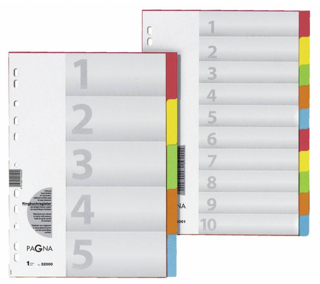 PAGNA Register A4 XXL 10tlg. 5-farbig Ordnen,Archivieren,Verstauen