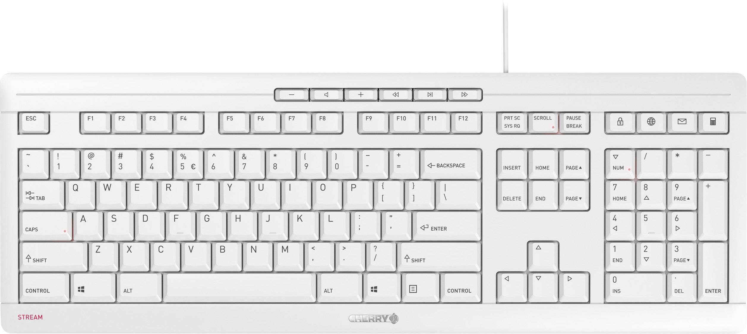4025112090226 - CHERRY STREAM KEYBOARD - Tastatur - QWERTY - US mit Euro-Symbol - Grau-Weiß 4025112090226 - CHERRY STREAM KEYBOARD - Tastatur - QWERTY - US mit Euro-Symbol - Grau-Weiß