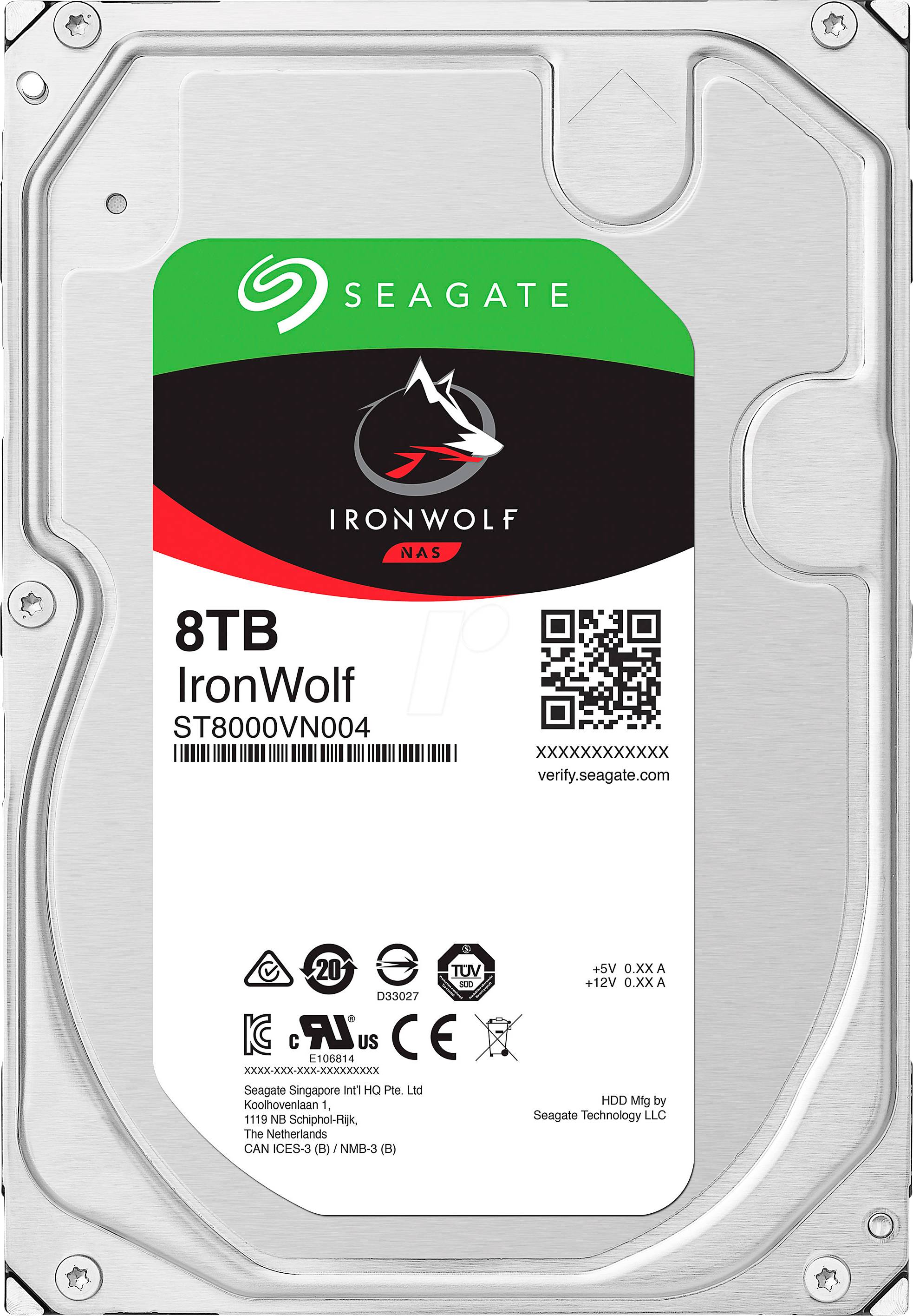 Seagate 8.9cm (3.5)   8TB SATA3 IronWolf  7200 256MB intern