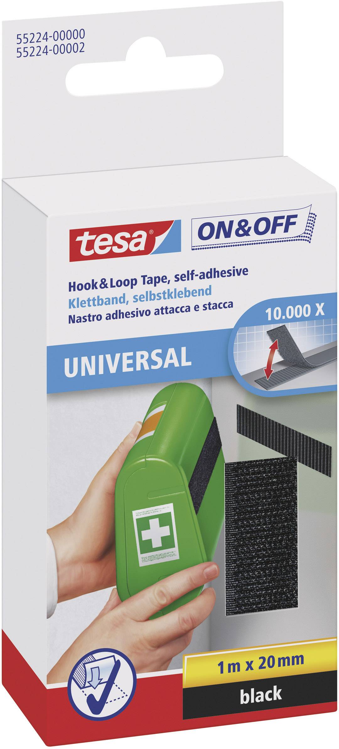 tesa ON&OFF Universal Klettband schwarz 1m 20mm - 55224-00000-02