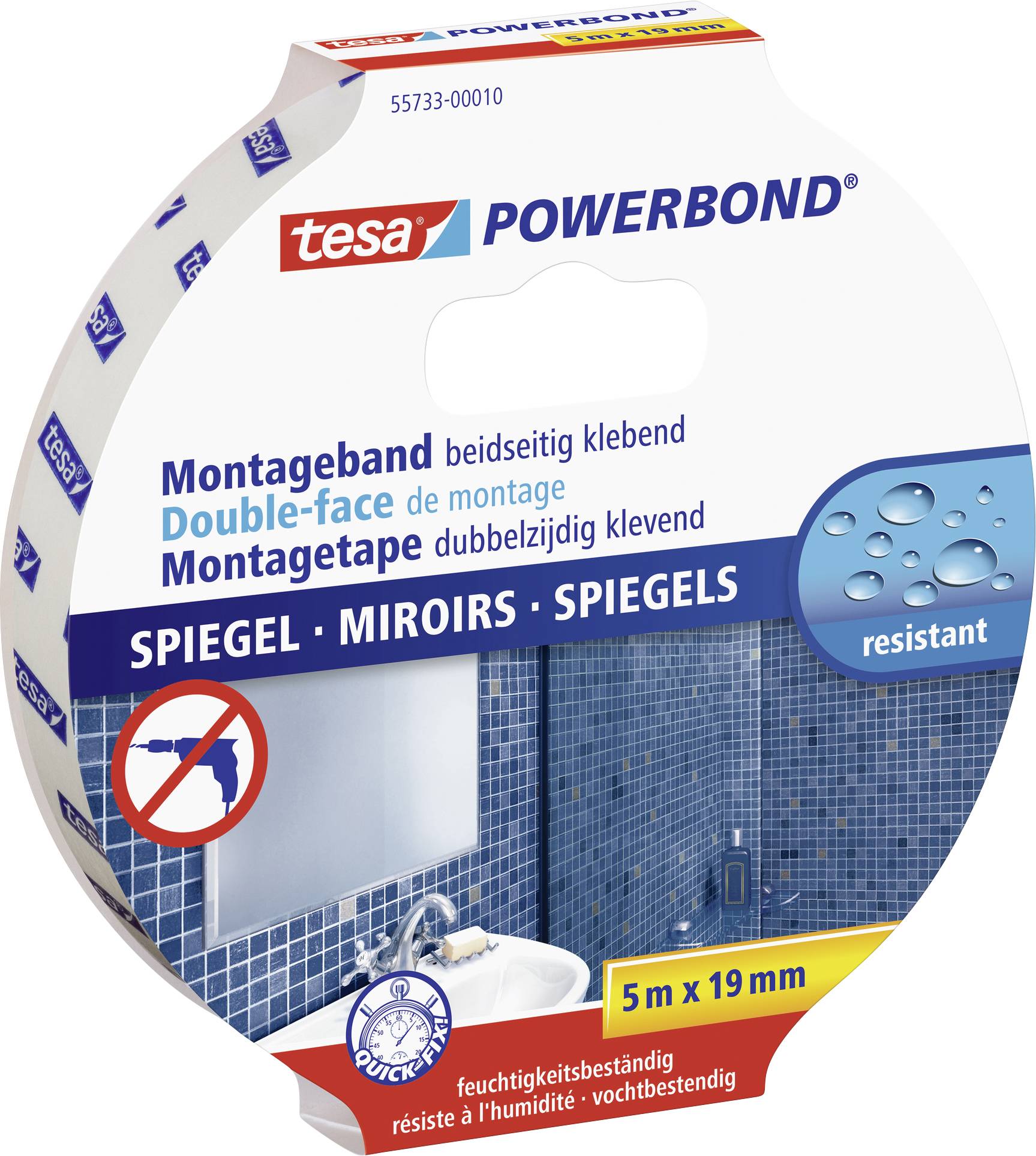 tesa Powerbond Montageband Spiegel 5m 19mm - 55733-00010-08