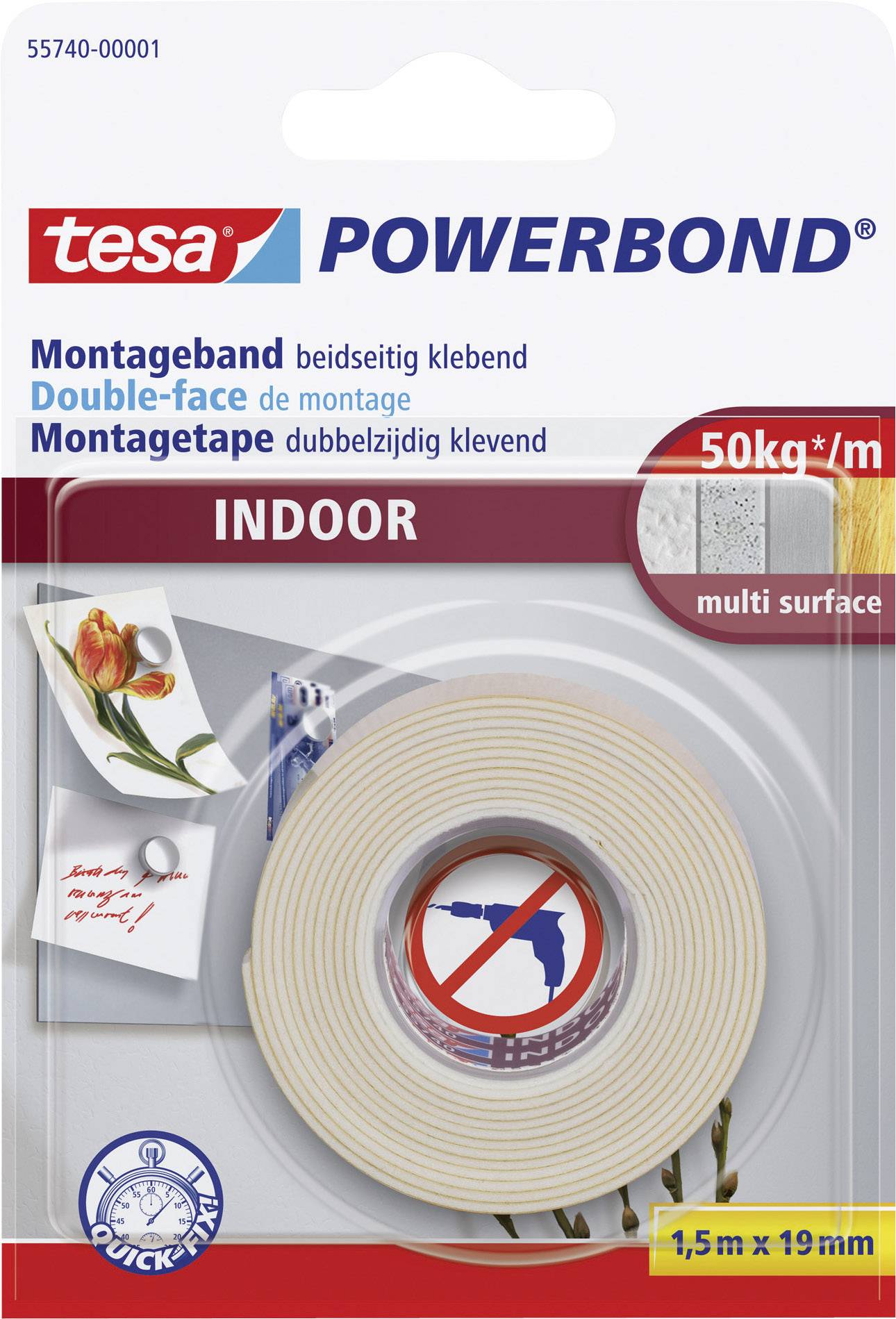 tesa Powerbond Montageband Indoor 1,5m 19mm - 55740-00001-02