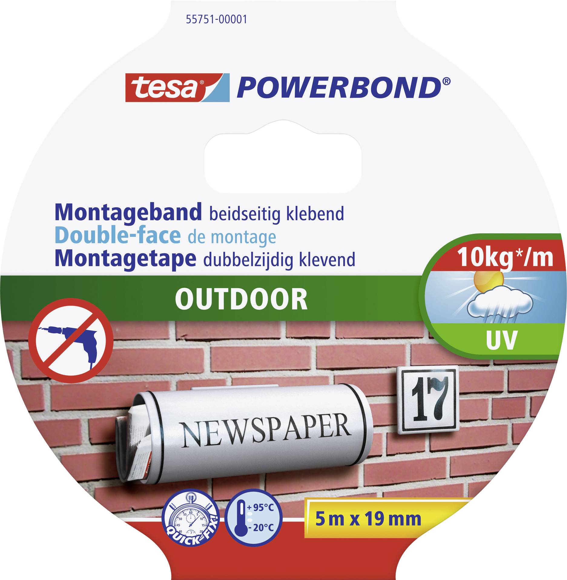 tesa Powerbond Montageband Outdoor 5m 19mm - 55751-00001-03